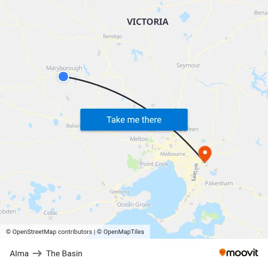 Alma to The Basin map