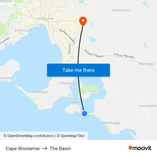 Cape Woolamai to The Basin map
