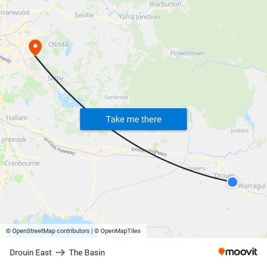Drouin East to The Basin map