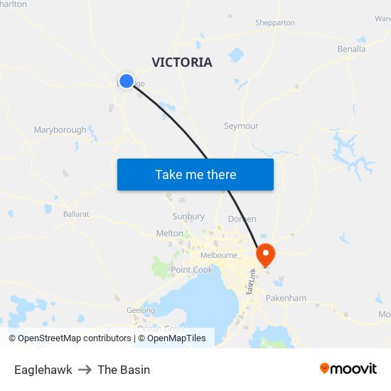 Eaglehawk to The Basin map