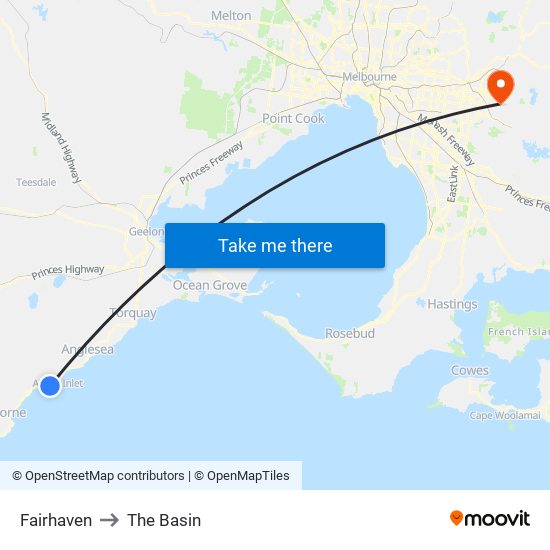 Fairhaven to The Basin map