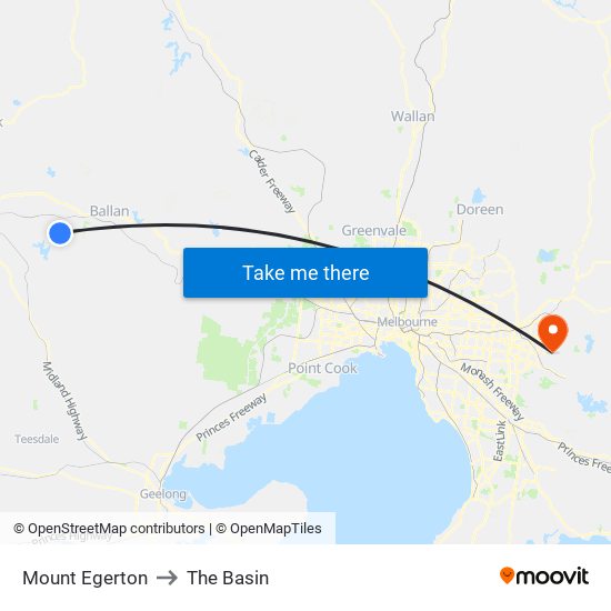 Mount Egerton to The Basin map