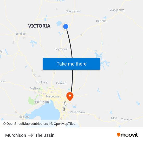 Murchison to The Basin map