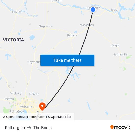 Rutherglen to The Basin map