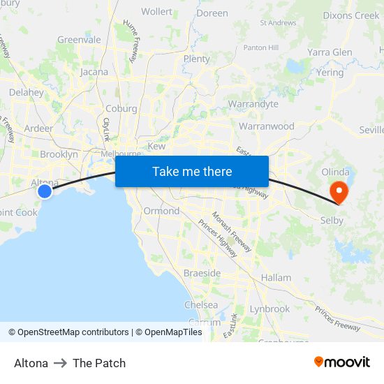 Altona to The Patch map