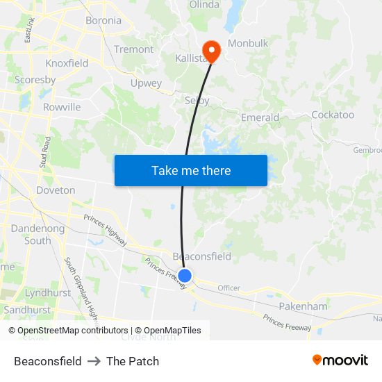 Beaconsfield to The Patch map