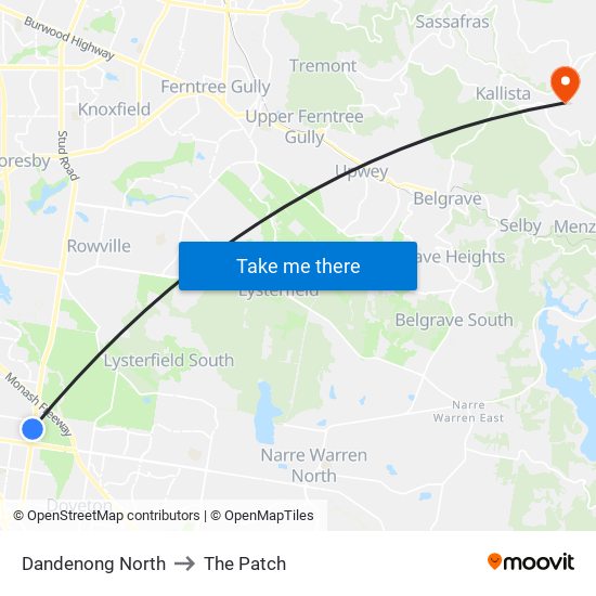 Dandenong North to The Patch map