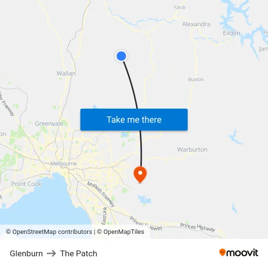 Glenburn to The Patch map