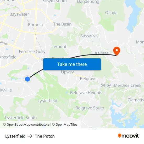 Lysterfield to The Patch map