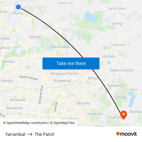 Yarrambat to The Patch map