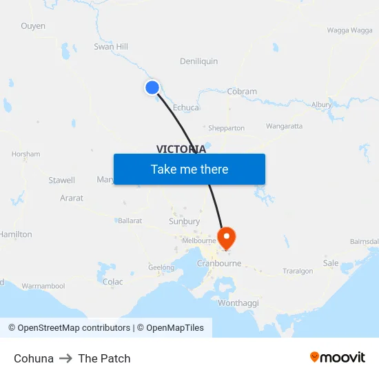 Cohuna to The Patch map