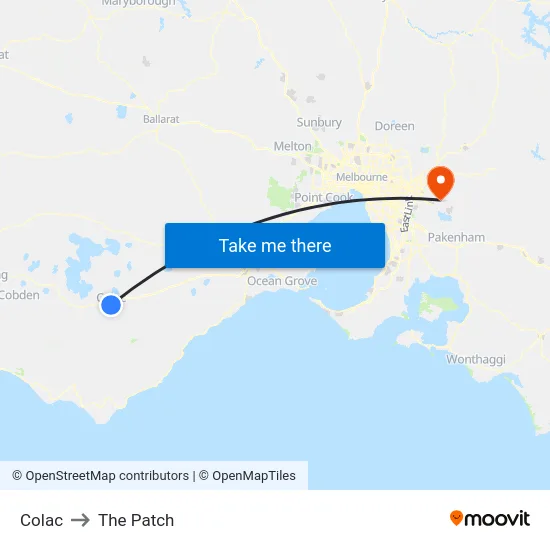 Colac to The Patch map