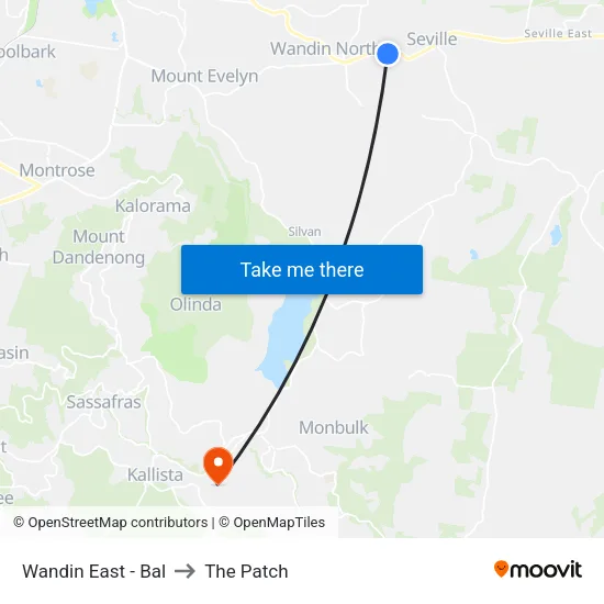 Wandin East - Bal to The Patch map