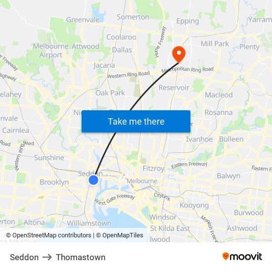 Seddon to Thomastown map