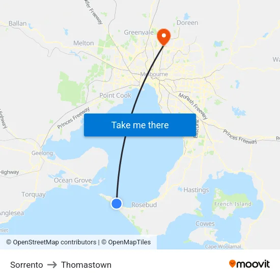 Sorrento to Thomastown map