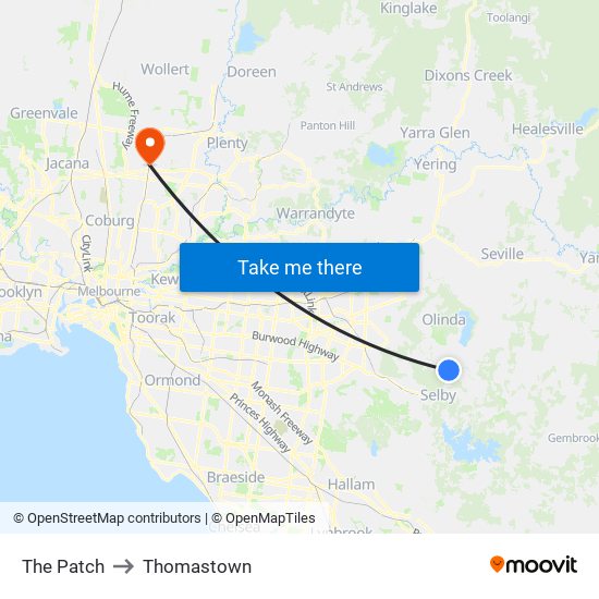 The Patch to Thomastown map