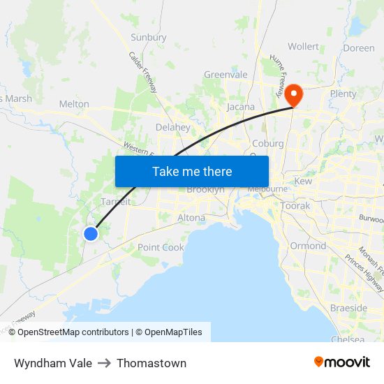 Wyndham Vale to Thomastown map