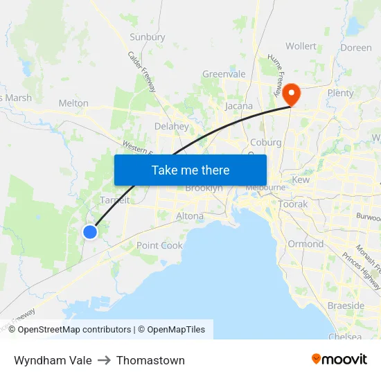 Wyndham Vale to Thomastown map
