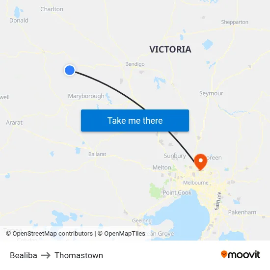 Bealiba to Thomastown map