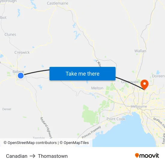 Canadian to Thomastown map