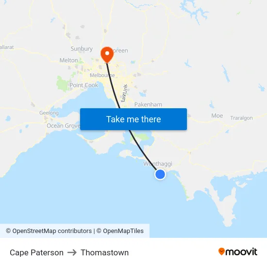 Cape Paterson to Thomastown map