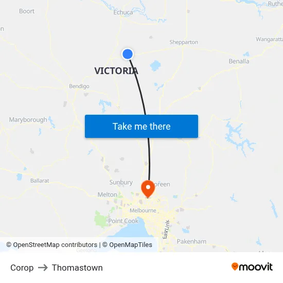 Corop to Thomastown map