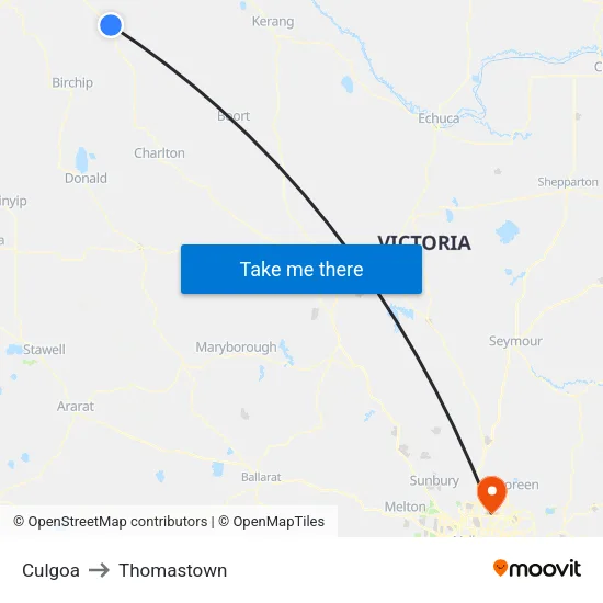 Culgoa to Thomastown map