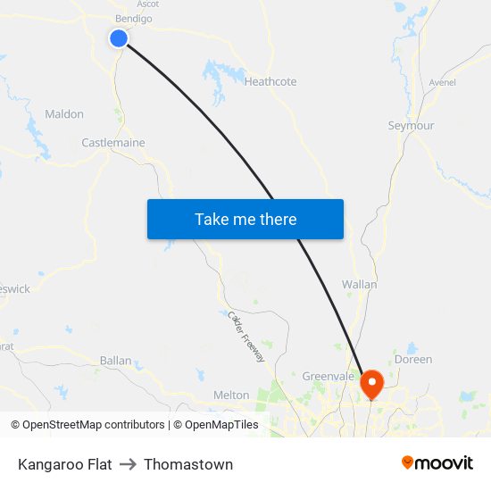 Kangaroo Flat to Thomastown map