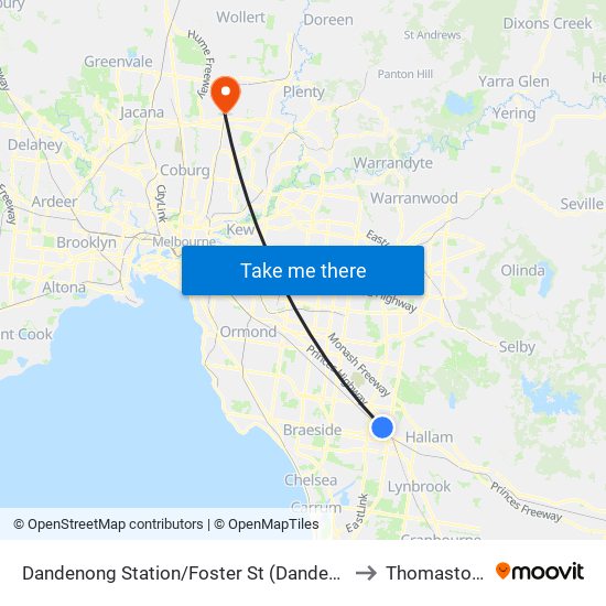 Dandenong Station/Foster St (Dandenong) to Thomastown map