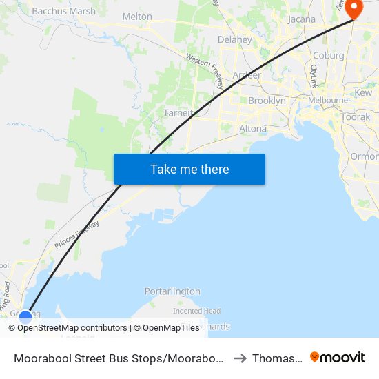 Moorabool Street Bus Stops/Moorabool St (Geelong) to Thomastown map