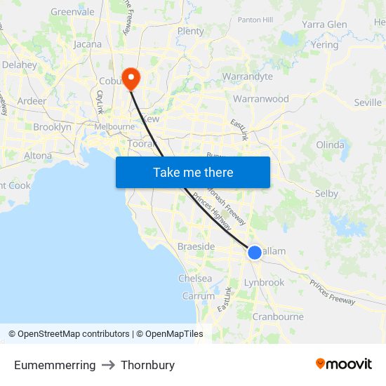Eumemmerring to Thornbury map