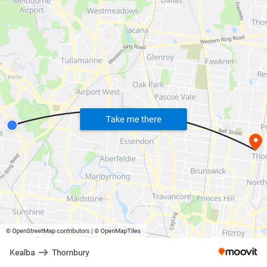 Kealba to Thornbury map