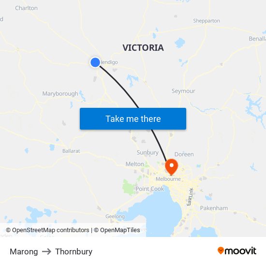 Marong to Thornbury map