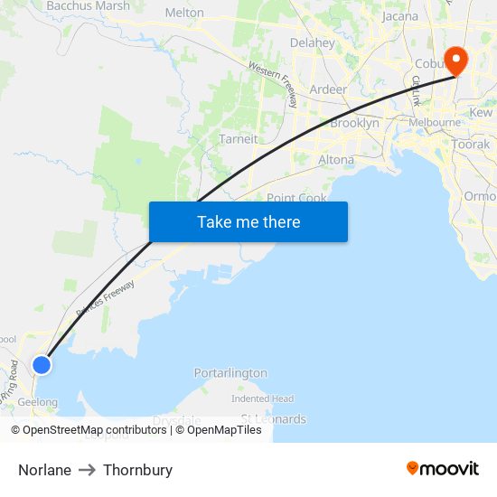 Norlane to Thornbury map