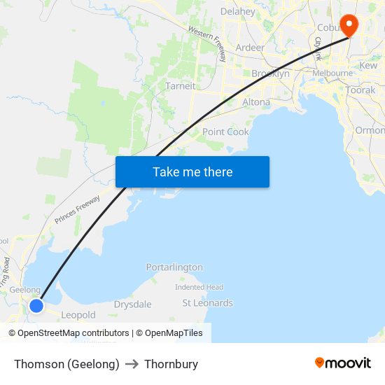 Thomson (Geelong) to Thornbury map