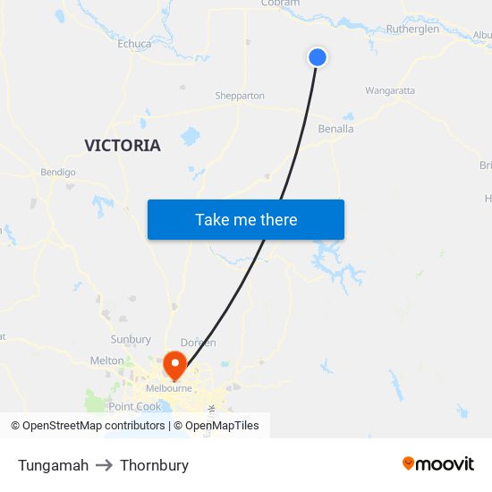 Tungamah to Thornbury map