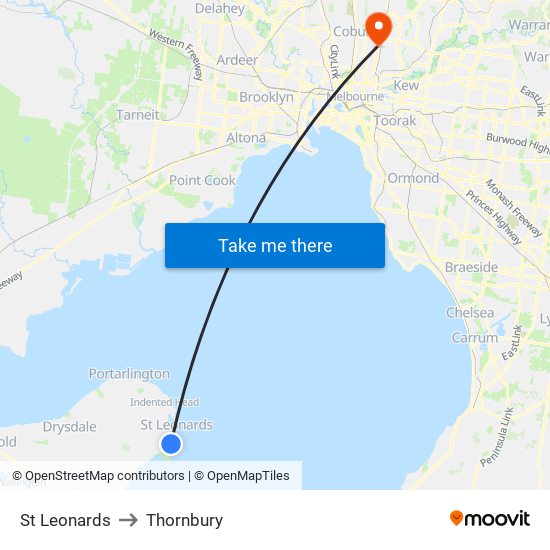 St Leonards to Thornbury map