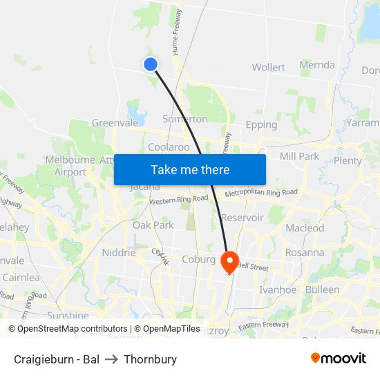 Craigieburn - Bal to Thornbury map