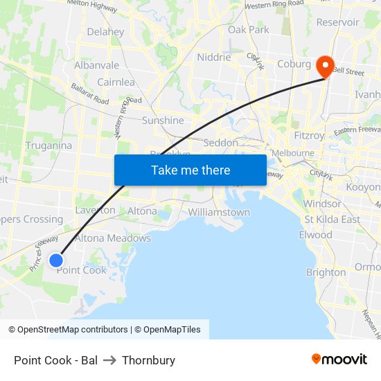 Point Cook - Bal to Thornbury map