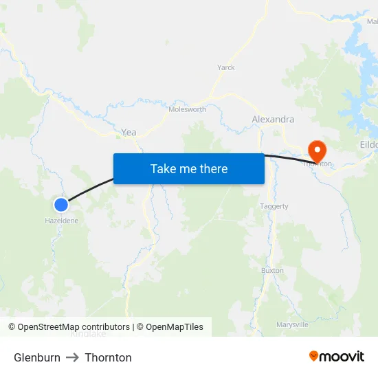 Glenburn to Thornton map