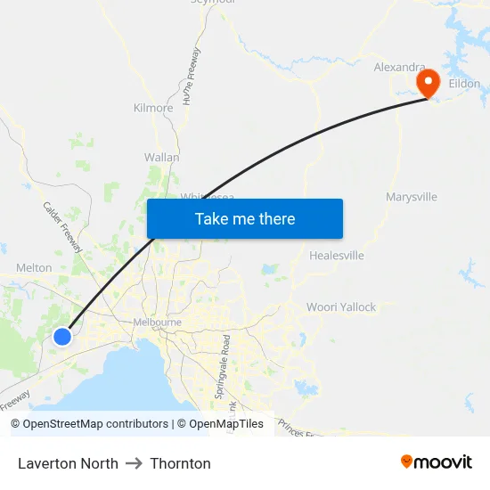 Laverton North to Thornton map
