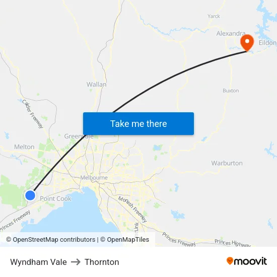 Wyndham Vale to Thornton map