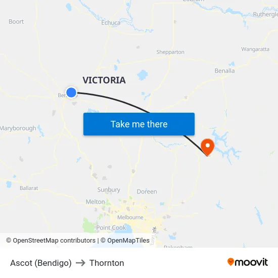 Ascot (Bendigo) to Thornton map