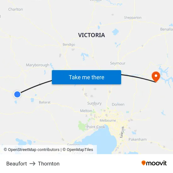 Beaufort to Thornton map