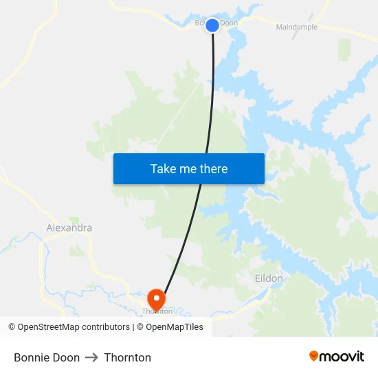 Bonnie Doon to Thornton map