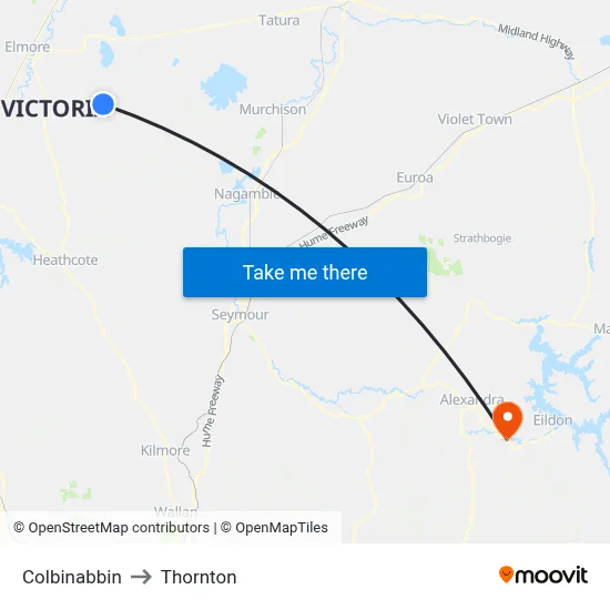 Colbinabbin to Thornton map