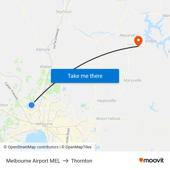 Melbourne Airport MEL to Thornton map