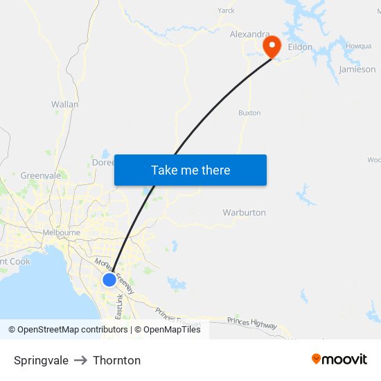 Springvale to Thornton map