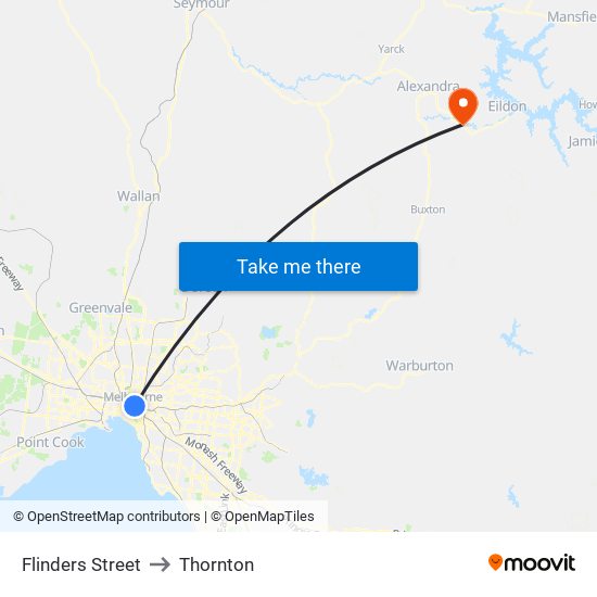 Flinders Street to Thornton map