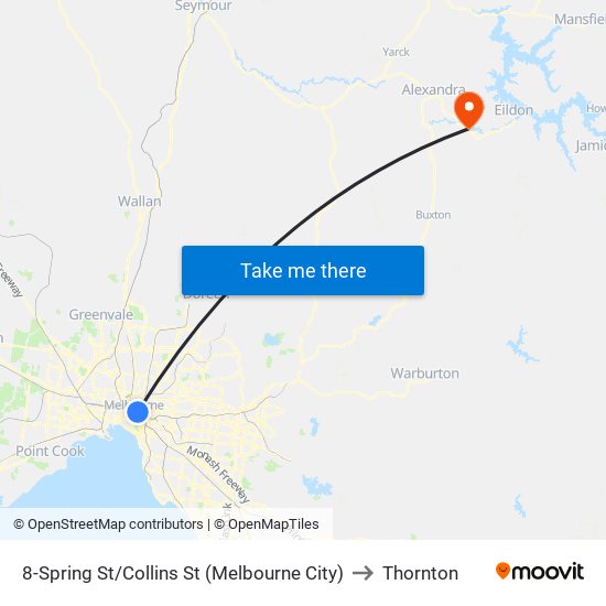 8-Spring St/Collins St (Melbourne City) to Thornton map